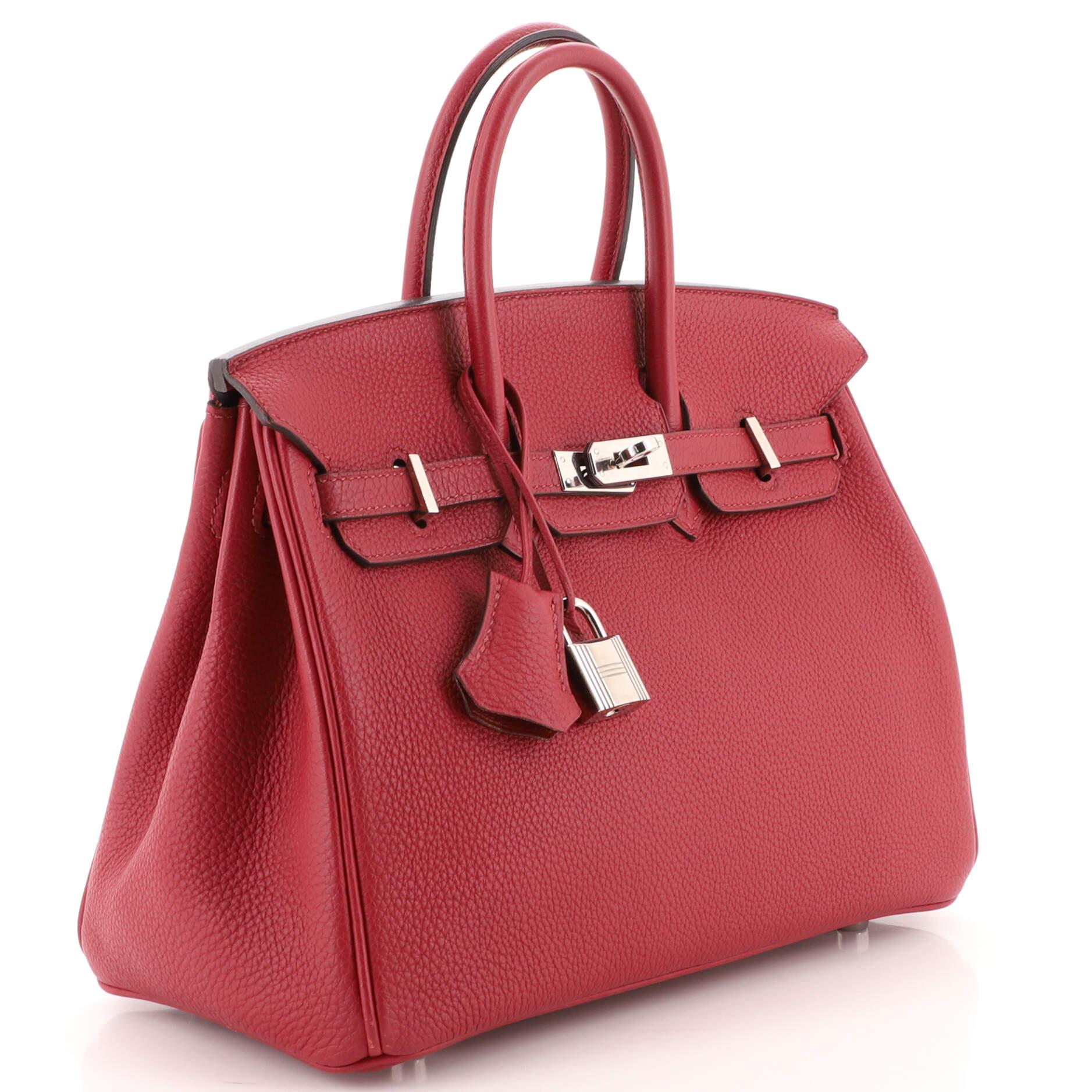 Red Hermes Birkin Handbag Rubis Togo with Palladium Hardware 25