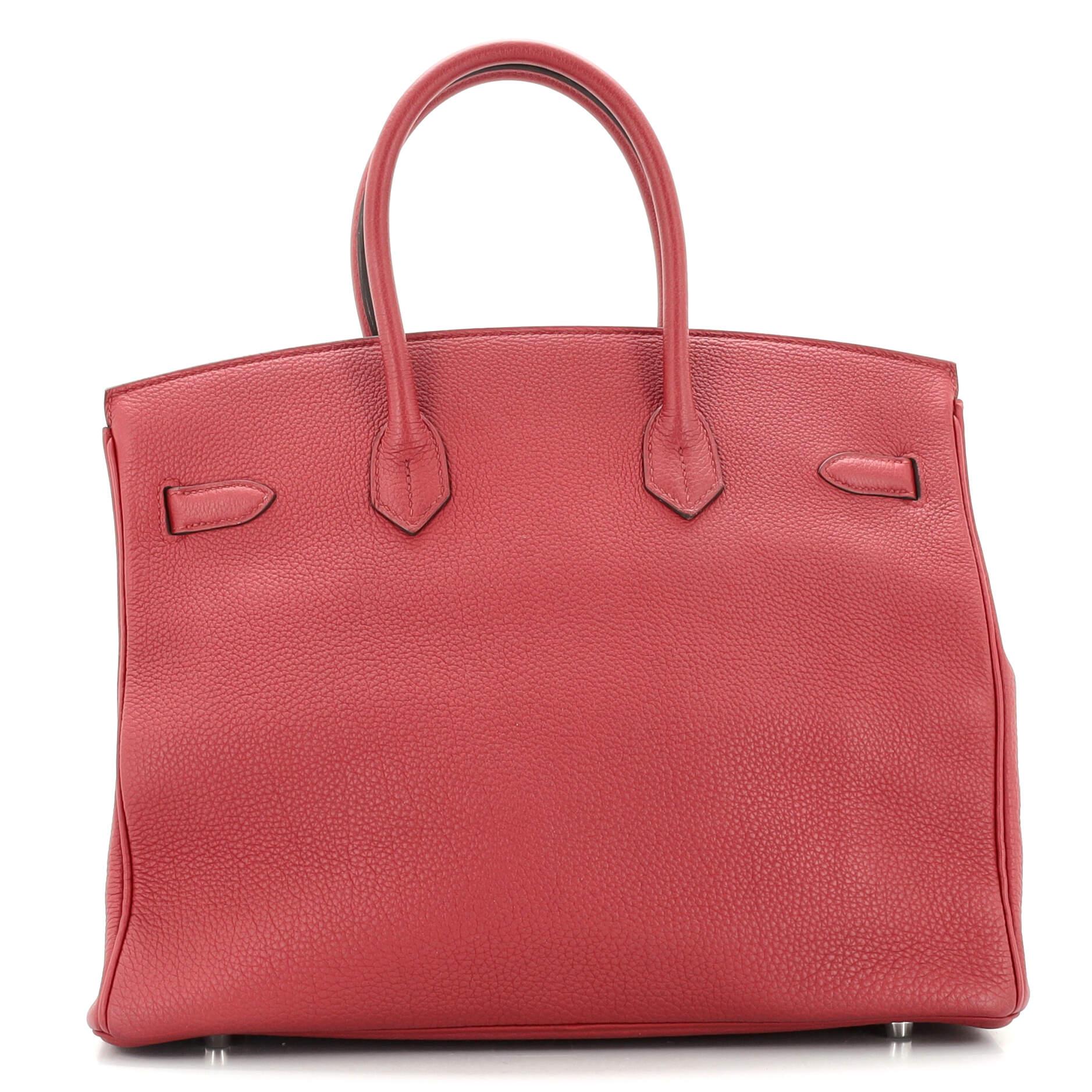 Pink Hermes Birkin Handbag Rubis Togo with Palladium Hardware 35