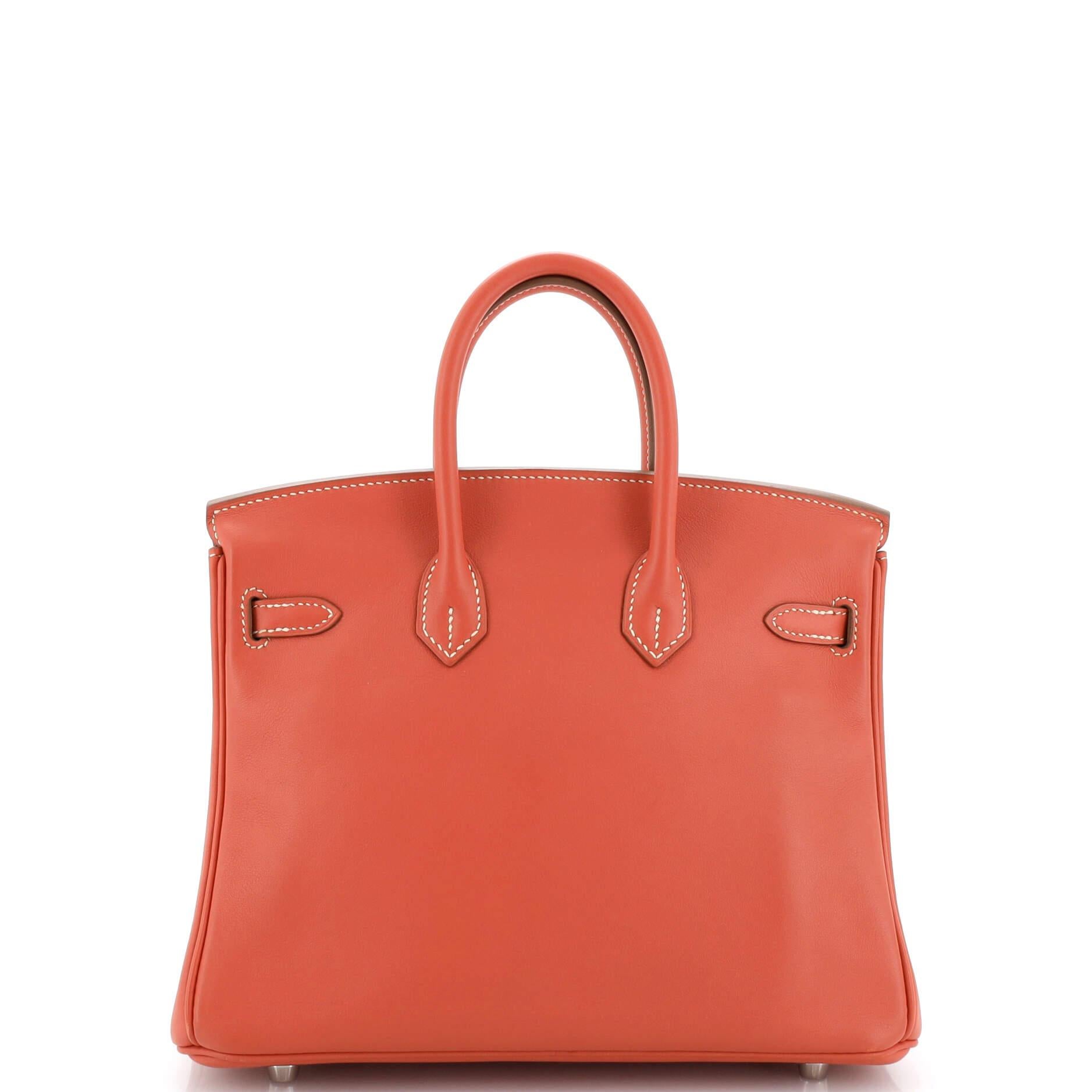 Women's or Men's Hermes Birkin Handbag Sanguine Swift with Palladium Hardware 25 For Sale