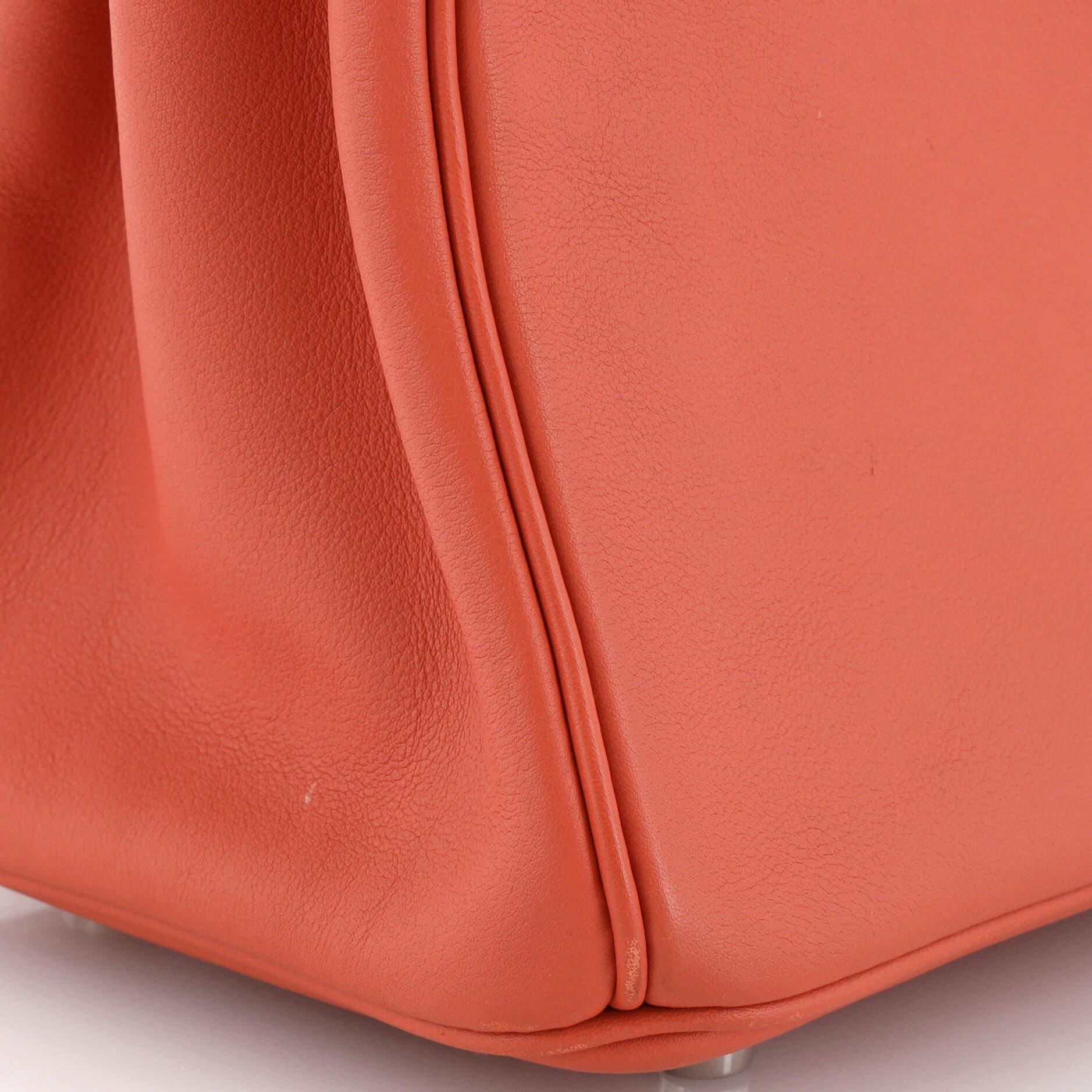 Hermes Birkin Handbag Sanguine Swift with Palladium Hardware 25 For Sale 5