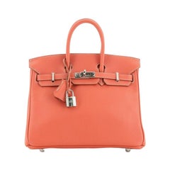 Hermes Birkin Handbag Sanguine Swift With Palladium Hardware 25 