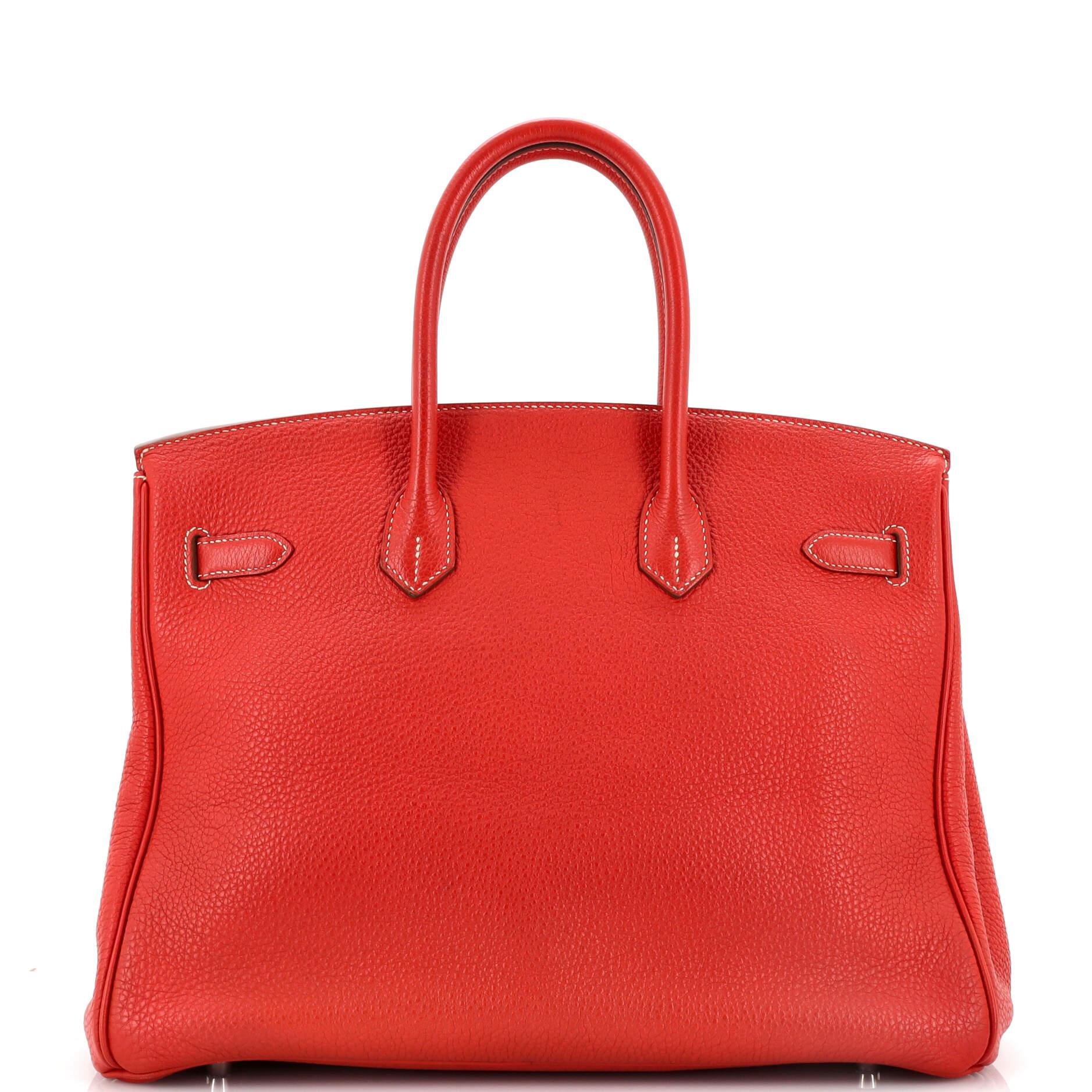 Hermes Birkin Handbag Sanguine Togo with Palladium Hardware 35 In Fair Condition In NY, NY