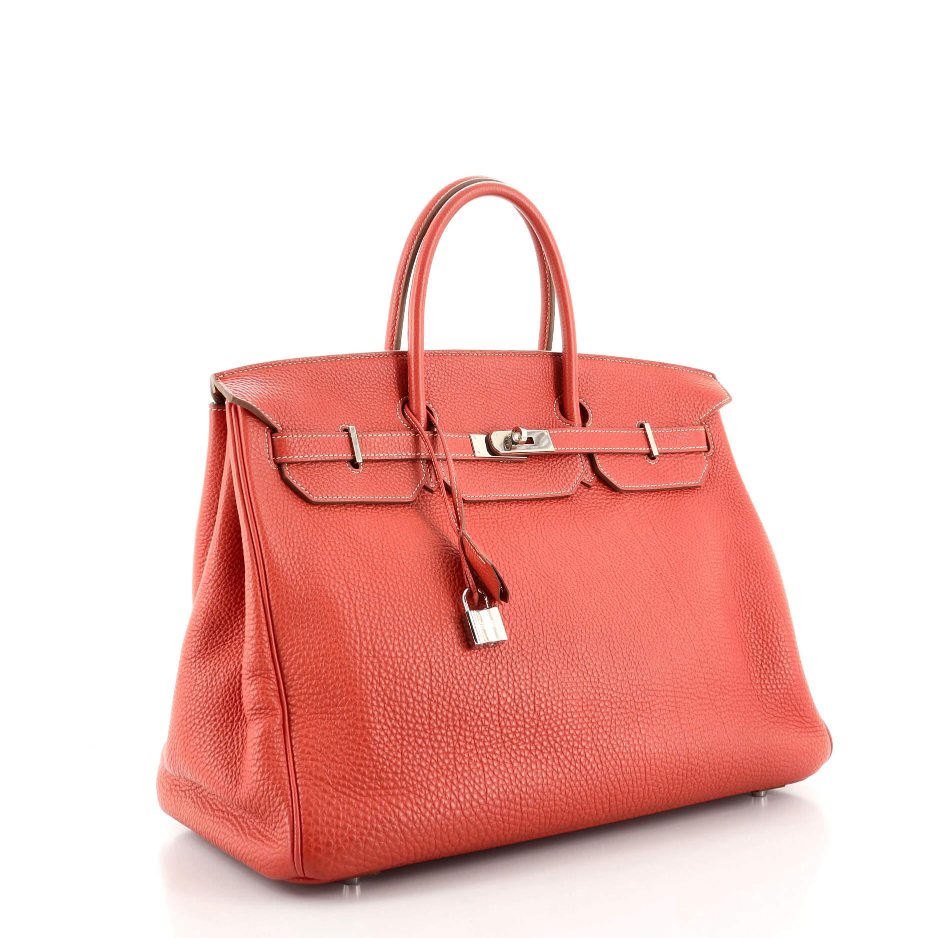 Orange  Hermes Birkin Handbag Sanguine Togo with Palladium Hardware 40