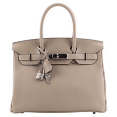 Hermes Birkin Handbag Sauge Clemence with Palladium Hardware 30