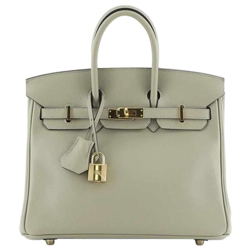 Hermes Birkin Handbag Sauge Swift with Gold Hardware 25