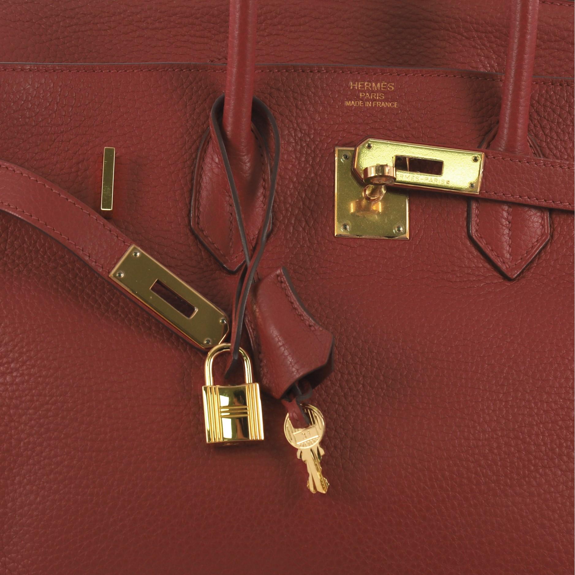 Hermes Birkin Handbag Sienne Clemence with Gold Hardware 35 2