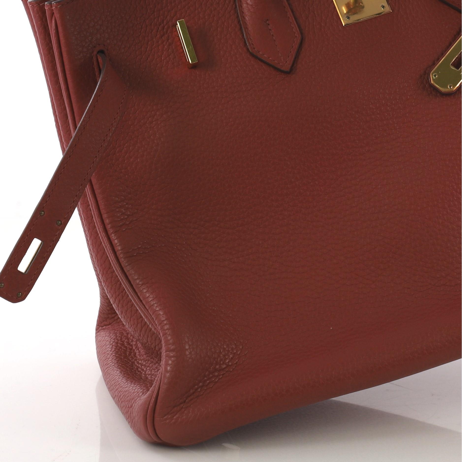 Hermes Birkin Handbag Sienne Clemence with Gold Hardware 35 4