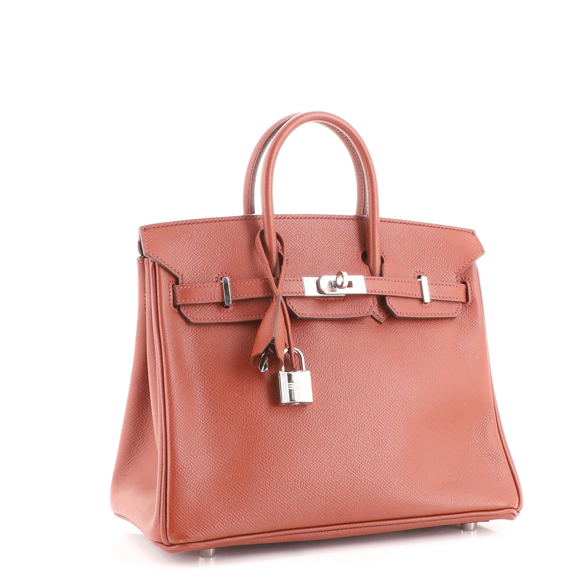 Hermes Birkin Handbag Sienne Epsom with Palladium Hardware 25 In Good Condition In NY, NY