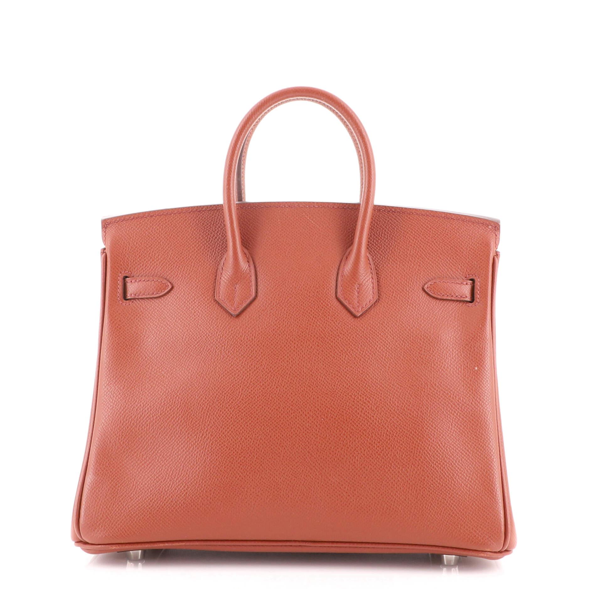 Women's or Men's Hermes Birkin Handbag Sienne Epsom with Palladium Hardware 25