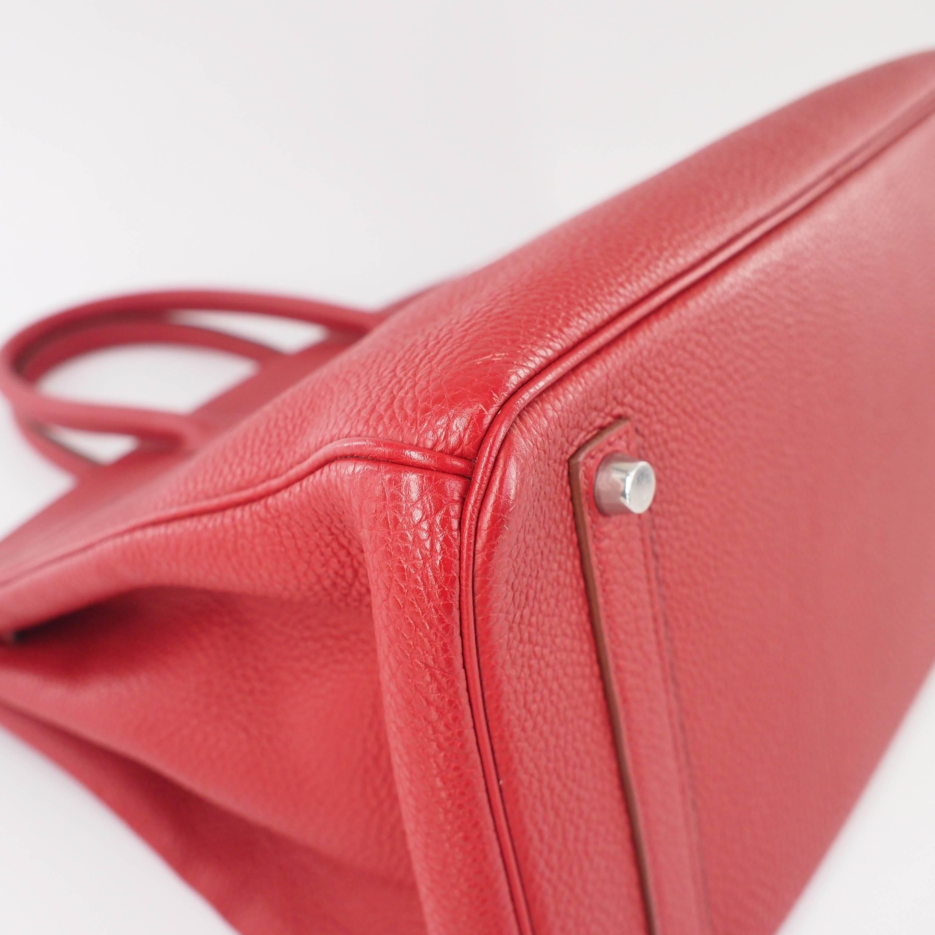 Hermes Birkin Handbag size 35 in Rouge Grenade With Palladium Hardware (PHW) 8