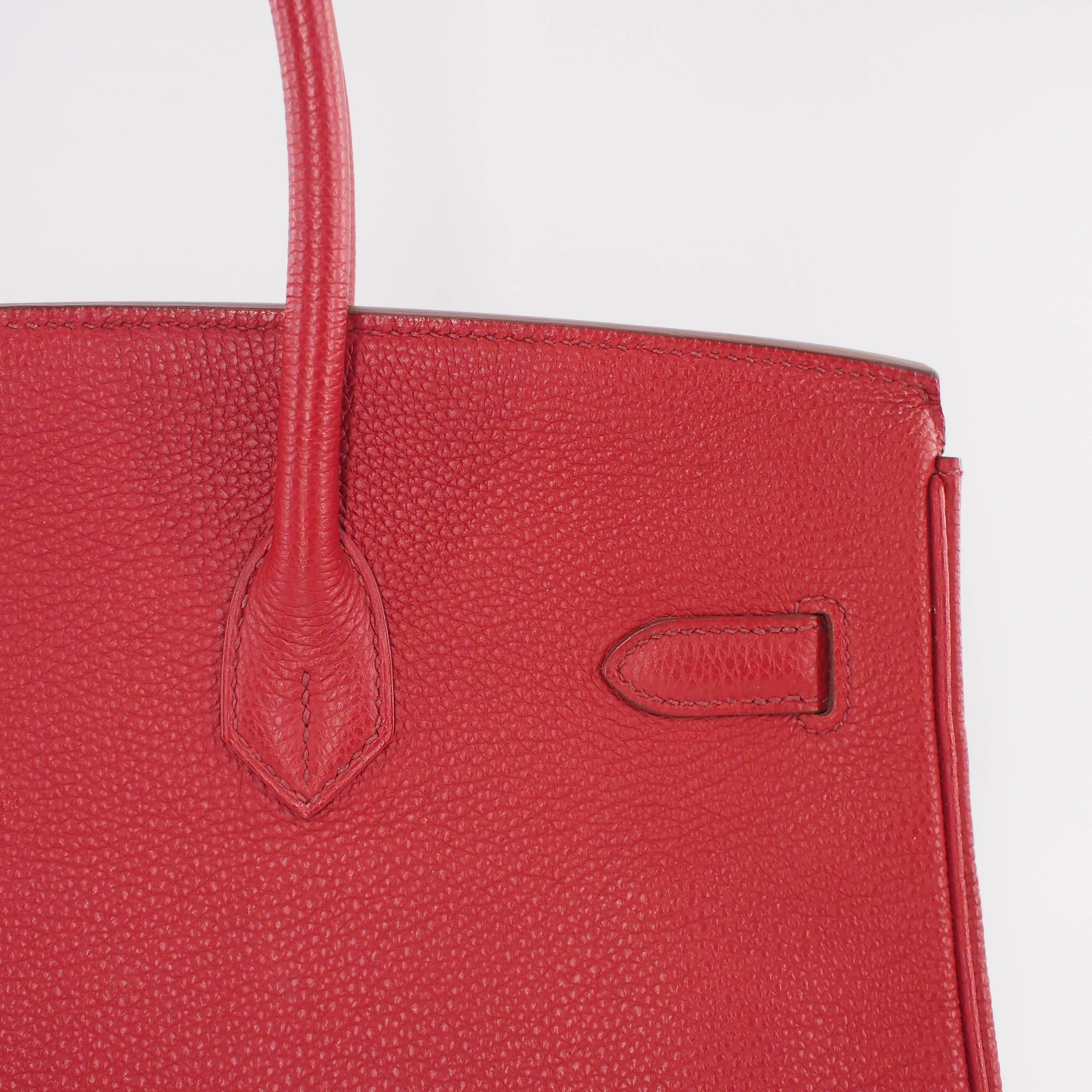 Hermes Birkin Handbag size 35 in Rouge Grenade With Palladium Hardware (PHW) 5