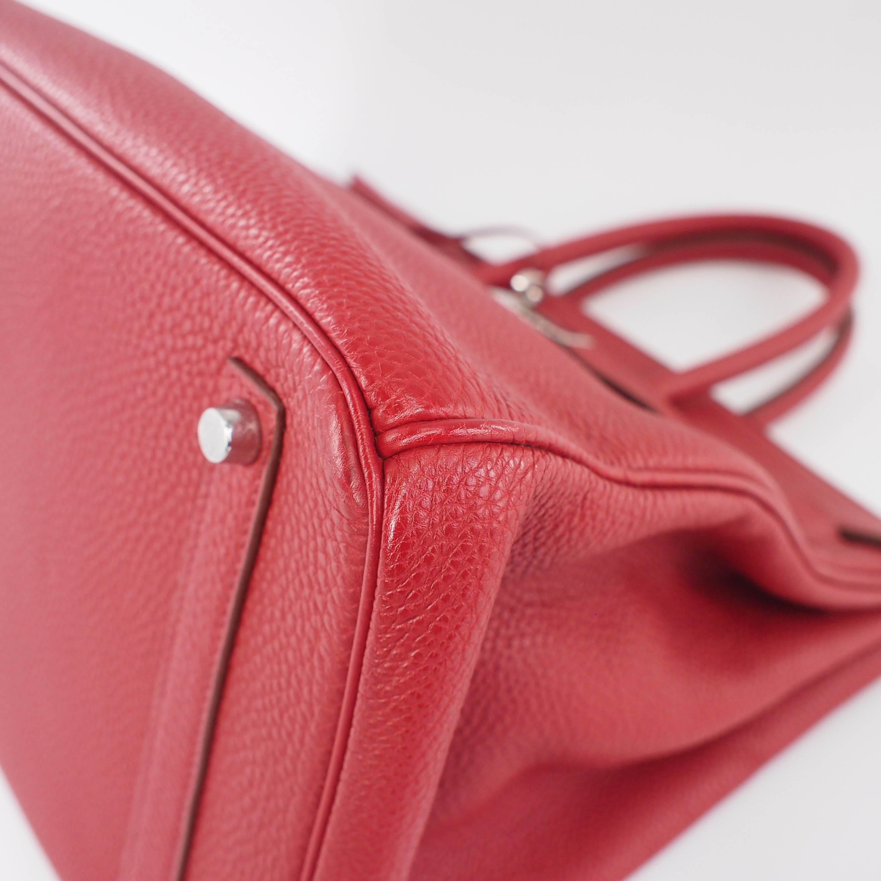 Hermes Birkin Handbag size 35 in Rouge Grenade With Palladium Hardware (PHW) 6