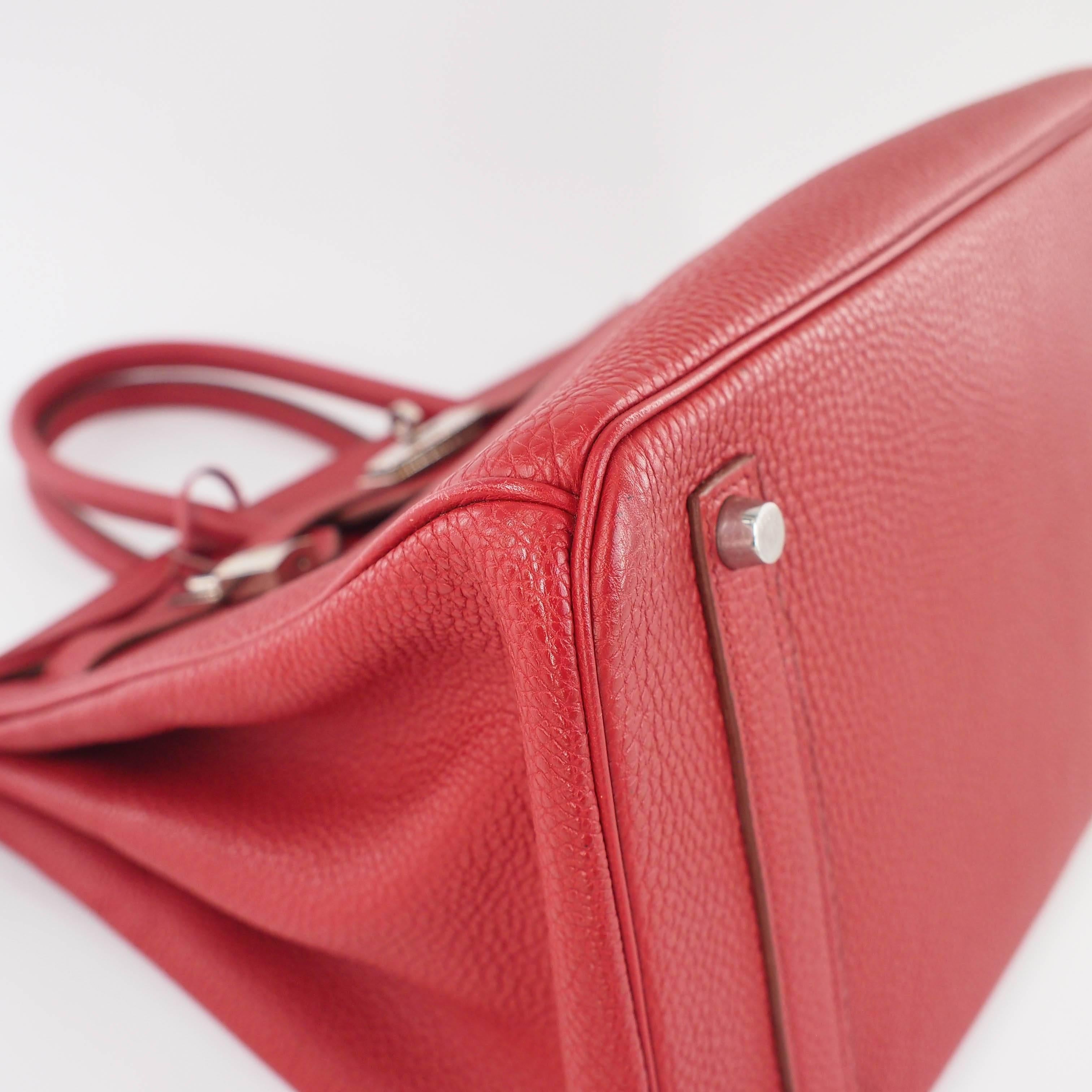 Hermes Birkin Handbag size 35 in Rouge Grenade With Palladium Hardware (PHW) 7
