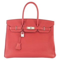 Hermes Birkin Handbag size 35 in Rouge Grenade With Palladium Hardware (PHW)