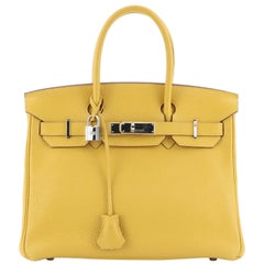 Hermes Birkin Handbag Soleil Clemence with Palladium Hardware 30