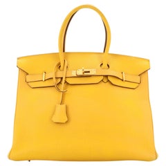 Hermes Birkin Handbag Soleil Togo With Gold Hardware 35