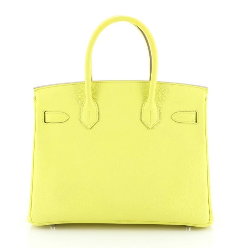 Yellow Hermes Birkin Handbag Soufre Epsom With Palladium Hardware 30 