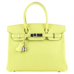 Hermes Birkin Handbag Soufre Epsom With Palladium Hardware 30