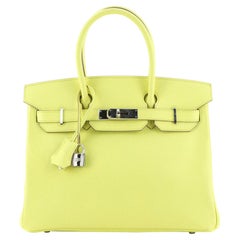 Hermes Birkin Handbag Soufre Epsom With Palladium Hardware 30 