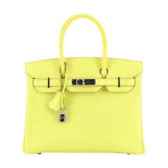 Hermes Birkin Handbag Soufre Epsom With Palladium Hardware 30