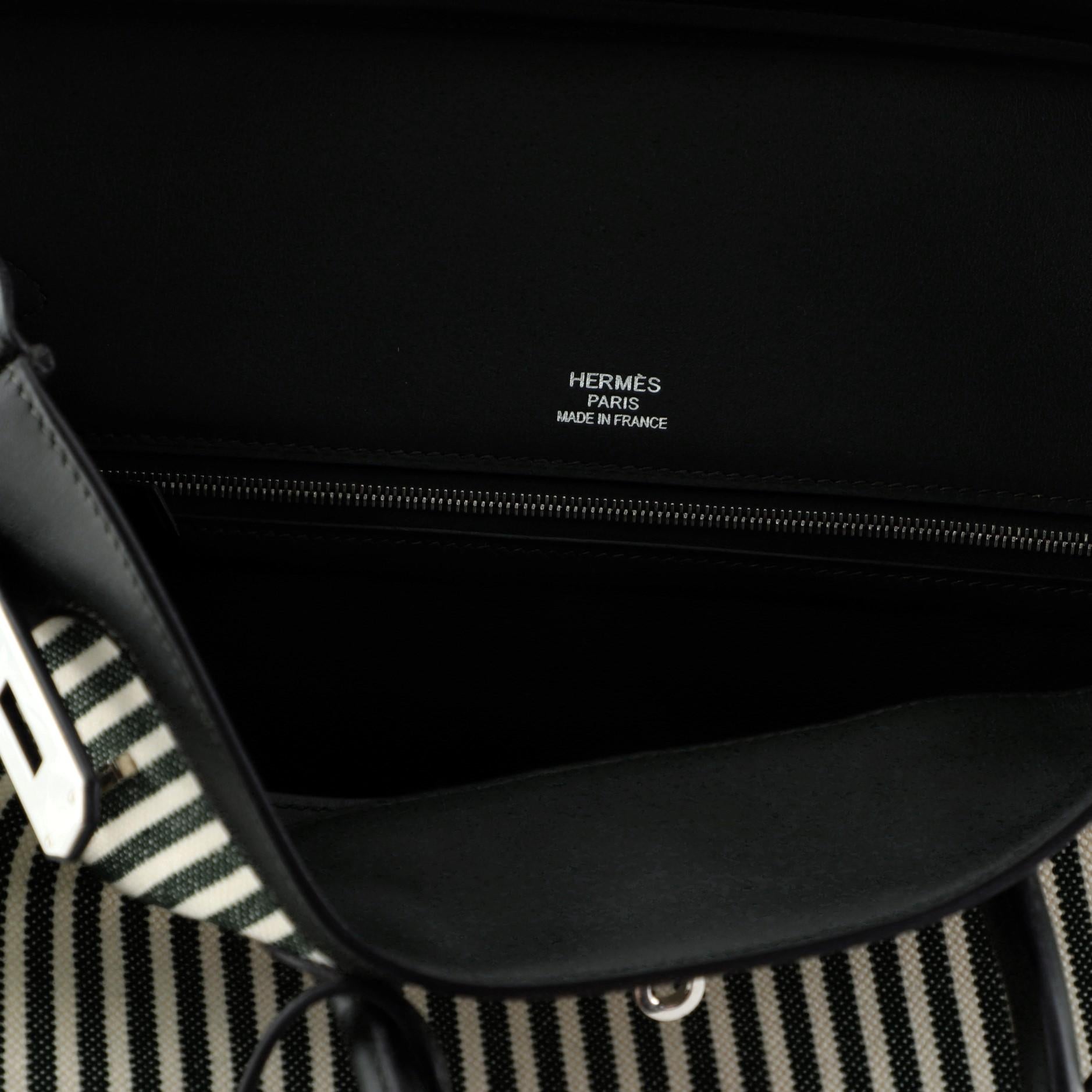 Hermes Birkin Handbag Striped Toile and Vert Anglais Swift with Palladium  1