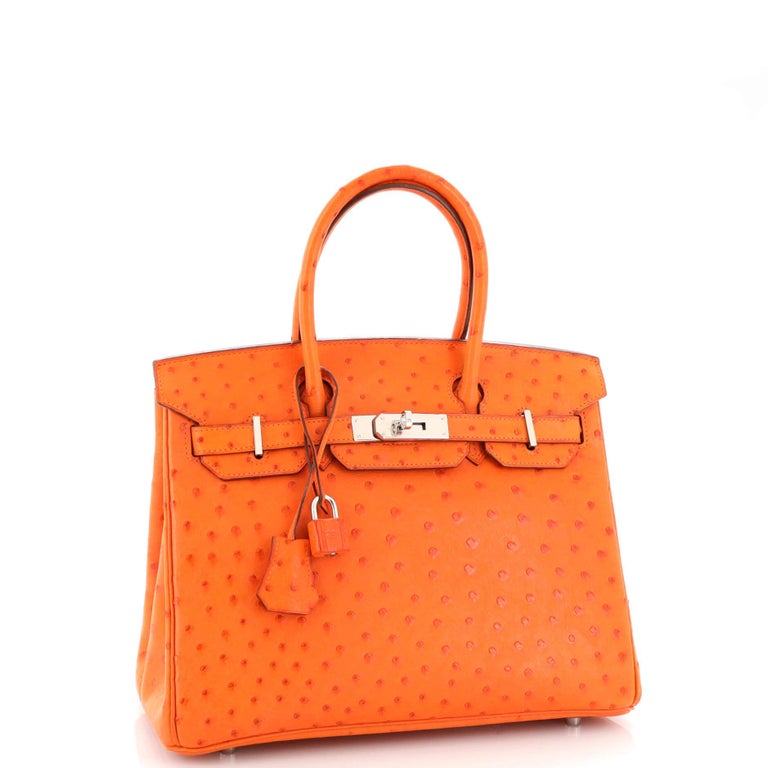 Hermes Birkin 25 Ostrich Tangerine Orange Palladium