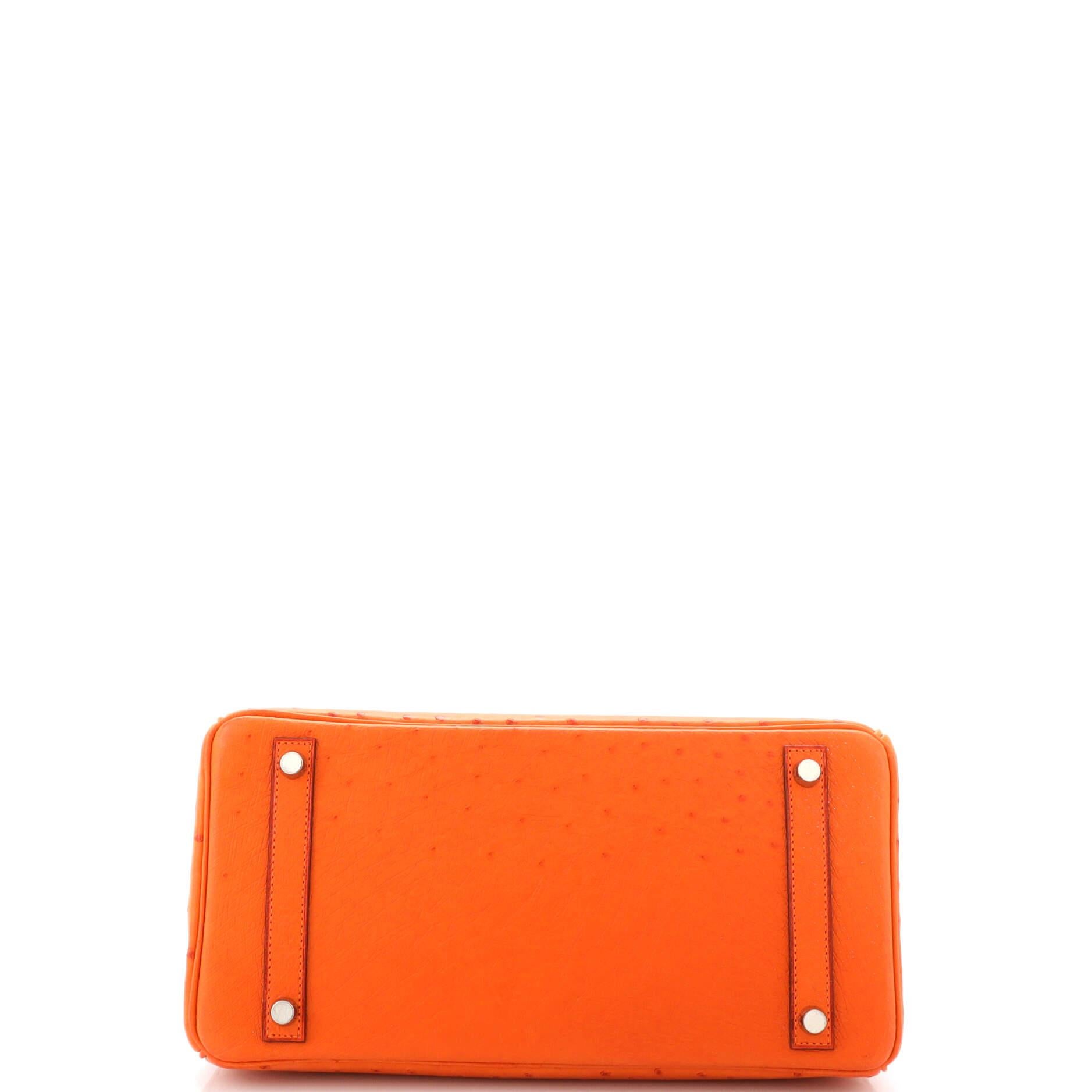 Women's Hermes Birkin Handbag Tangerine Ostrich with Palladium Hardware 30