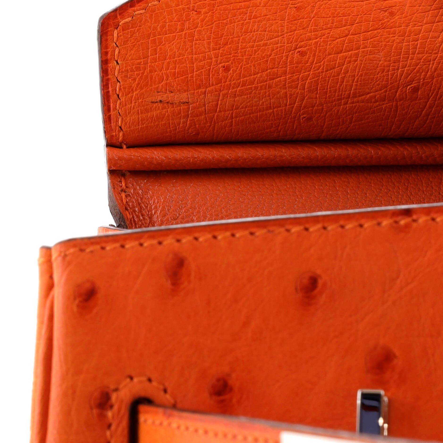 Hermes Birkin Handbag Tangerine Ostrich with Palladium Hardware 30 4