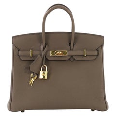 Hermes Birkin Handbag Taupe Togo with Gold Hardware 25