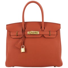 Hermes Birkin Handbag Terre Battue Togo with Gold Hardware 30