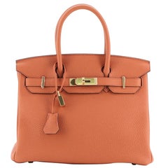 Hermes Birkin Handbag Terre Battue Togo with Gold Hardware 30