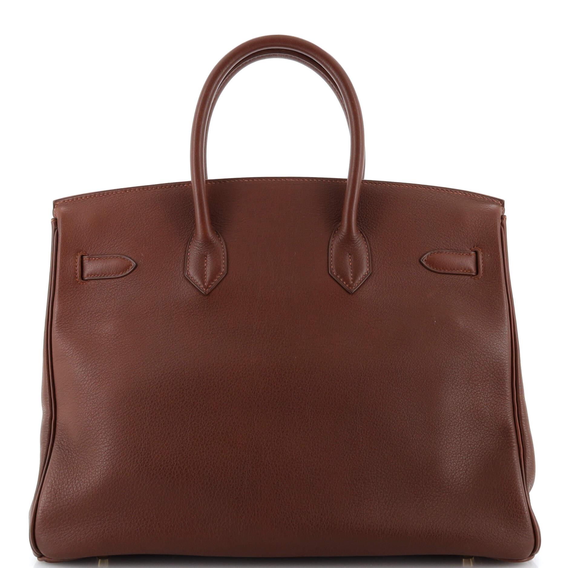 Hermes Birkin Handbag Terre Evergrain with Gold Hardware 35 In Fair Condition In NY, NY