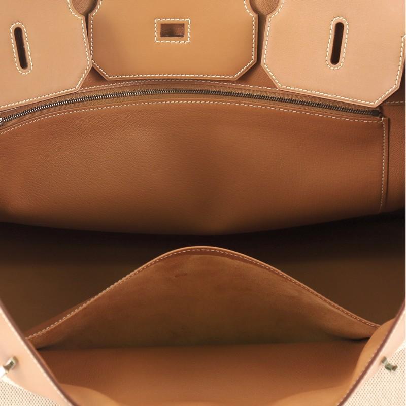 Hermes Birkin Handbag Toile and Brown Chamonix with Palladium Hardware 40 5