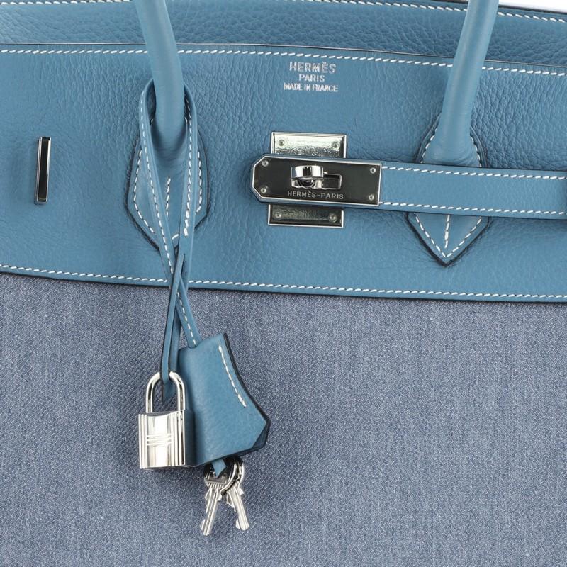 Hermes Birkin Handbag Toile Jean and Bleu Jean Clemence with Palladium Hardware 1