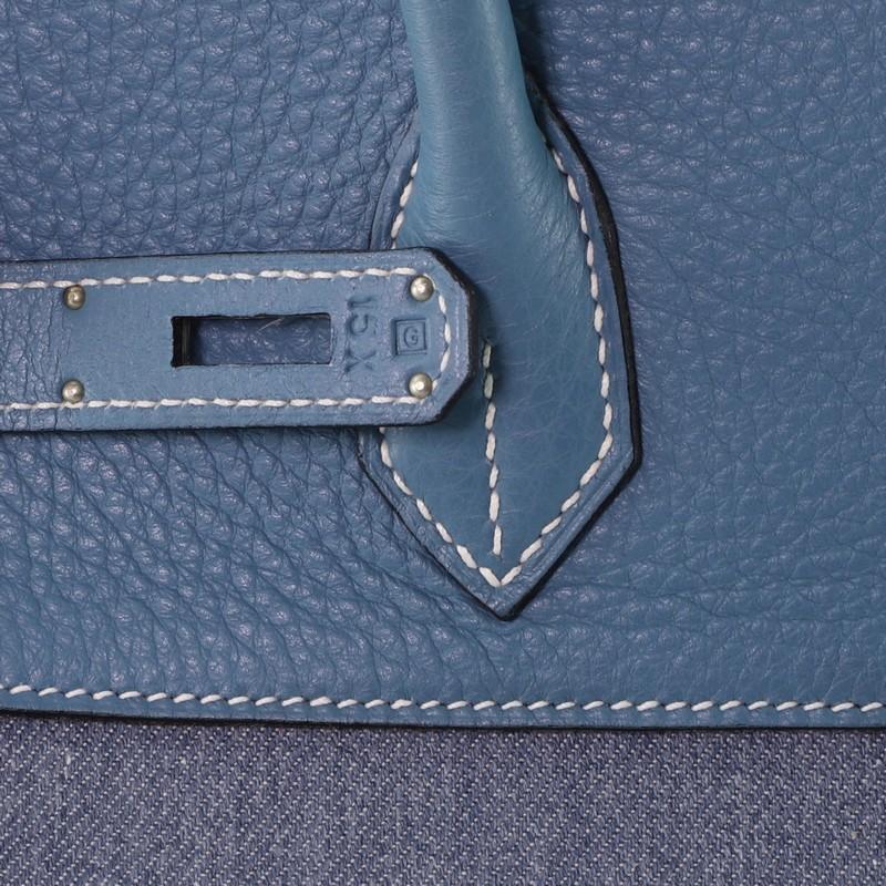 Hermes Birkin Handbag Toile Jean and Bleu Jean Clemence with Palladium Hardware 2
