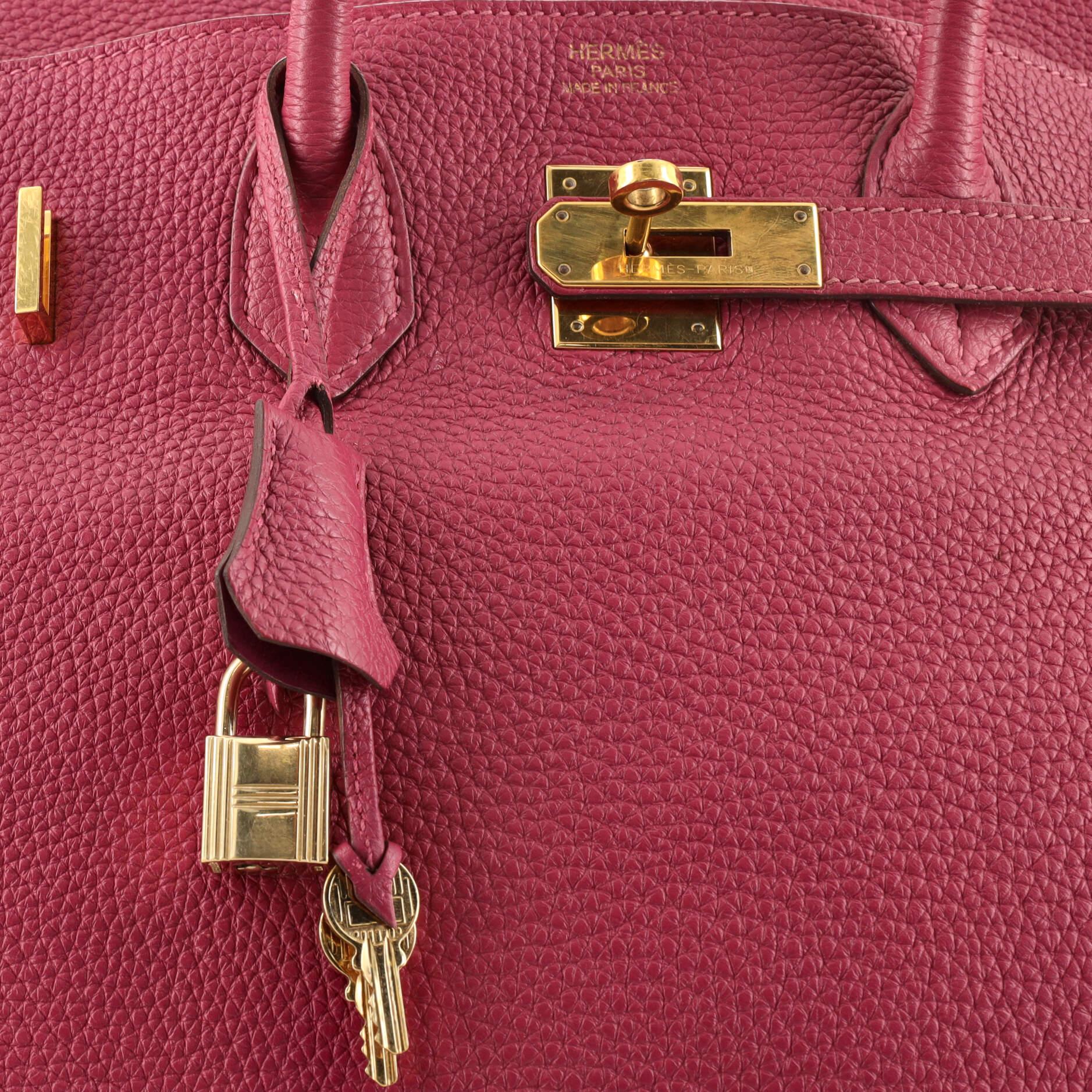 Hermes Birkin Handbag Tosca Clemence with Gold Hardware 35 In Fair Condition In NY, NY