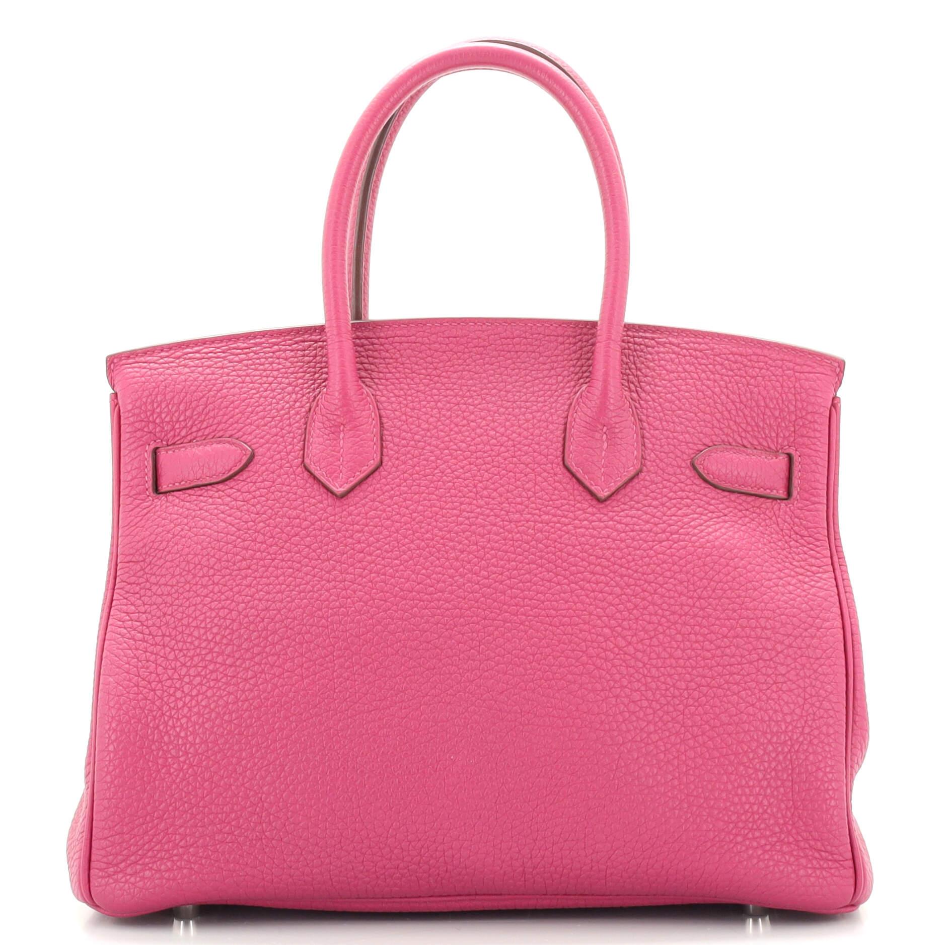 Hermes Birkin Handbag Tosca Clemence with Palladium Hardware 30 In Good Condition In NY, NY