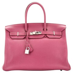 Hermes Birkin Handbag Tosca Clemence with Palladium Hardware 35