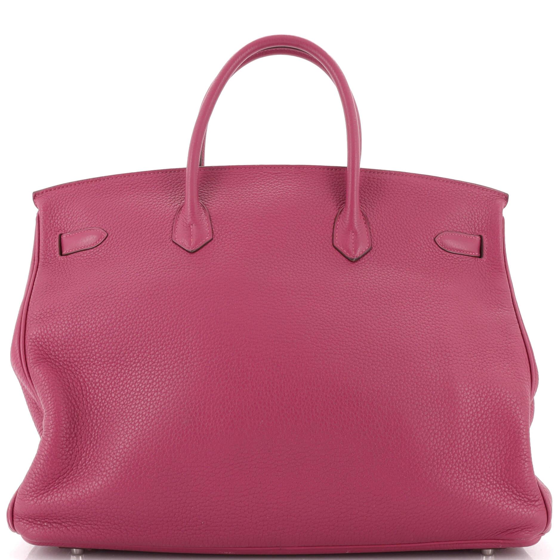 Hermes Birkin Handbag Tosca Clemence with Palladium Hardware 40 In Fair Condition In NY, NY