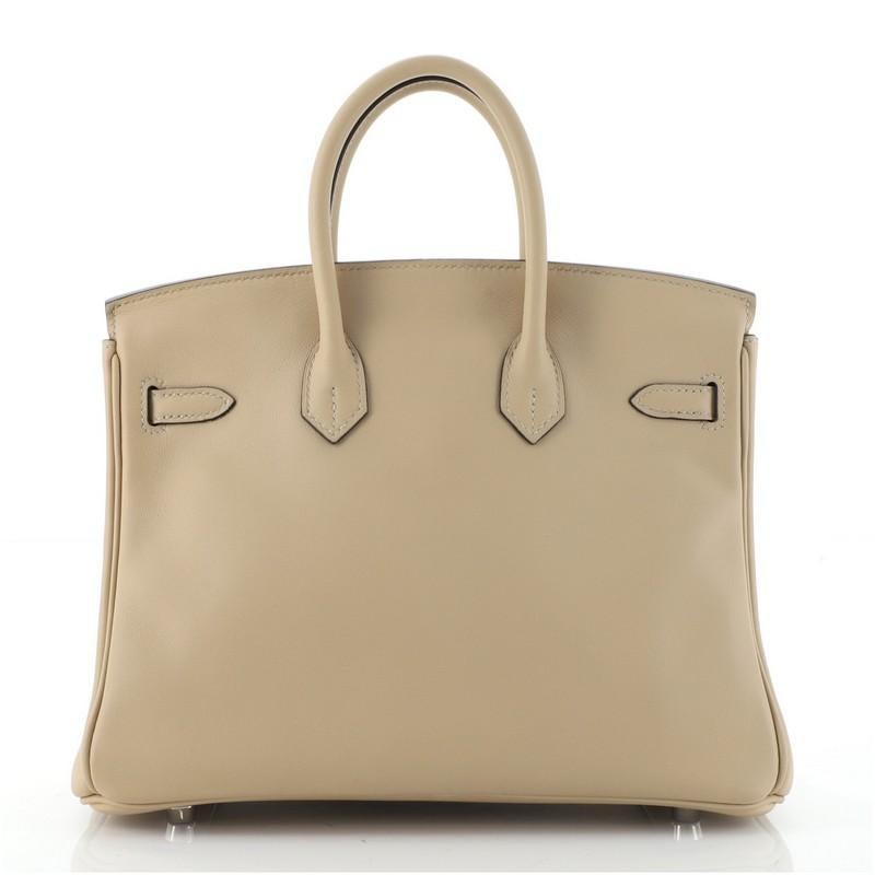 Hermes Birkin Handbag Trench Swift with Palladium Hardware 25 In Good Condition In NY, NY