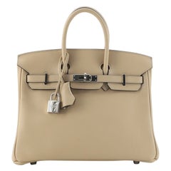 Hermes Birkin Handbag Trench Swift with Palladium Hardware 25