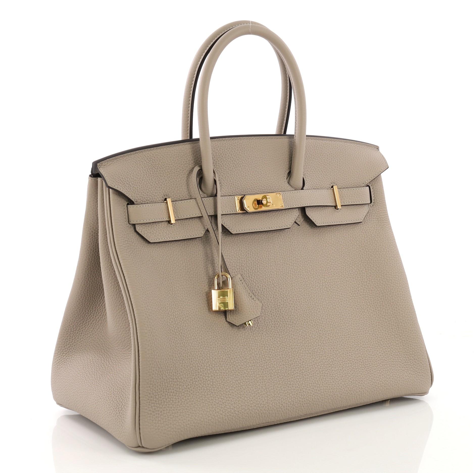 Brown Hermes Birkin Handbag Trench Togo with Gold Hardware 35