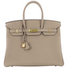 Hermes Birkin Handbag Trench Togo with Gold Hardware 35