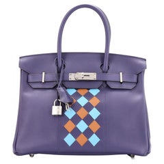 Hermes Birkin Handbag Tressage Blue Swift and Palladium Hardware 30