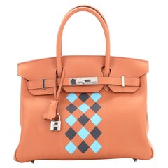 Hermès Birkin Handtasche Tressage Braun Swift und Palladium Hardware 30