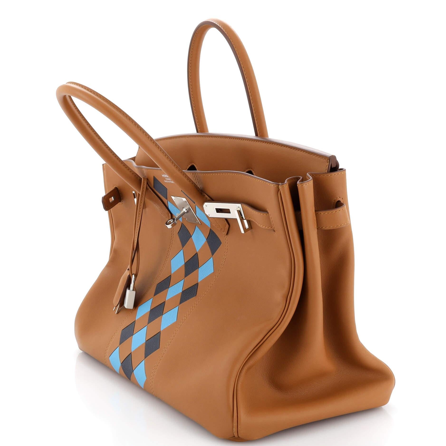 Hermes Birkin Handbag Tressage Brown Swift and Palladium Hardware 35 9