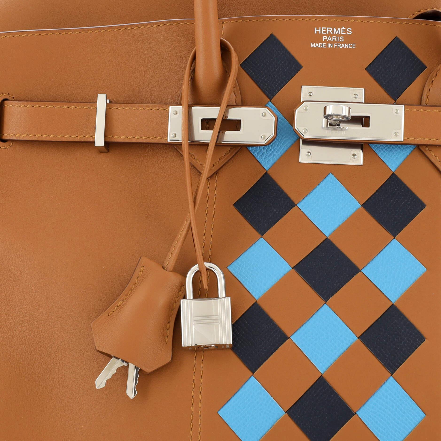 Hermes Birkin Handbag Tressage Brown Swift and Palladium Hardware 35 3