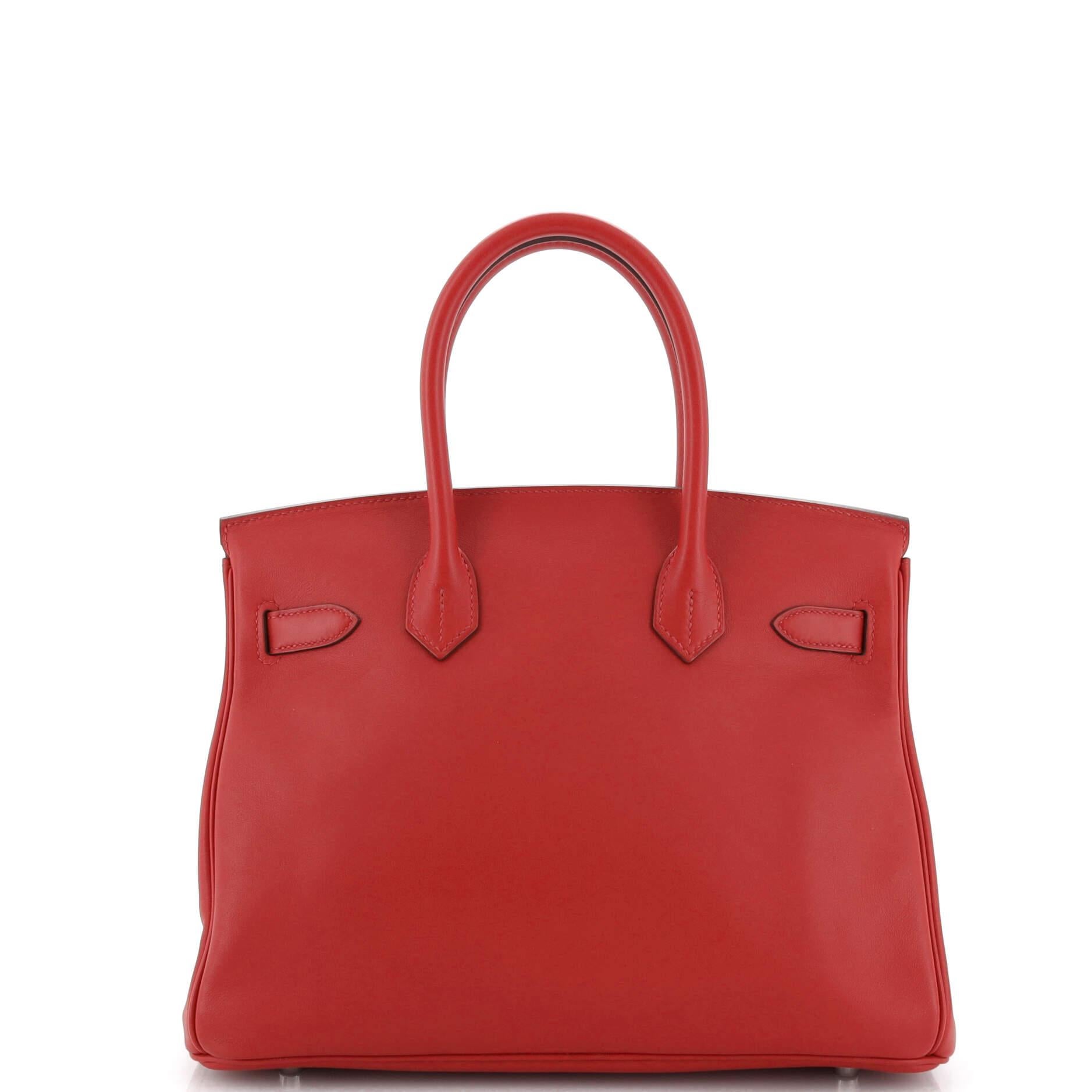 Women's Hermes Birkin Handbag Tressage Red Swift and Palladium Hardware 30 For Sale