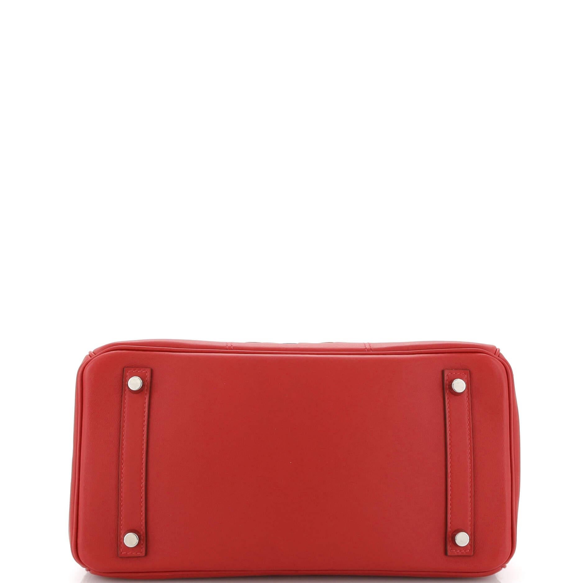 Hermes Birkin Handbag Tressage Red Swift and Palladium Hardware 30 For Sale 1