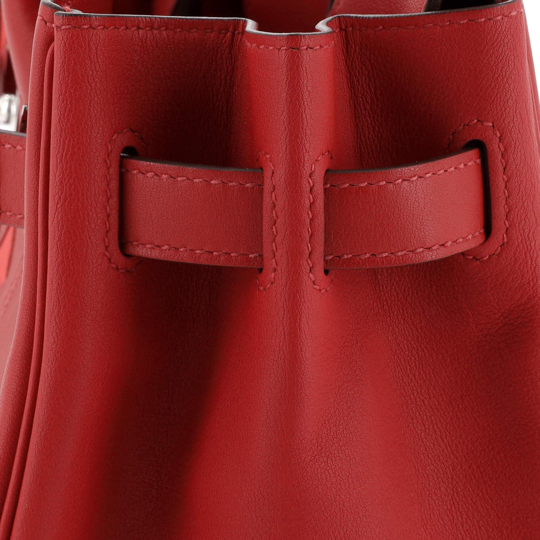 Hermes Birkin Handbag Tressage Red Swift and Palladium Hardware 30 For Sale 4